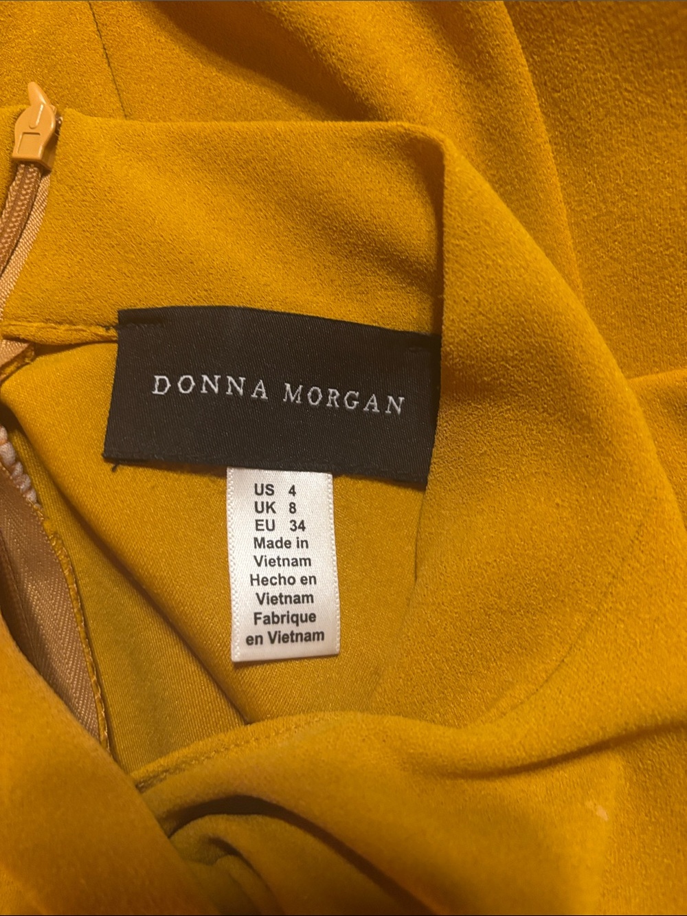 Donna Morgan Mustard Twist-Neck Long Sleeve Sheath Dress - Picture 2 of 3